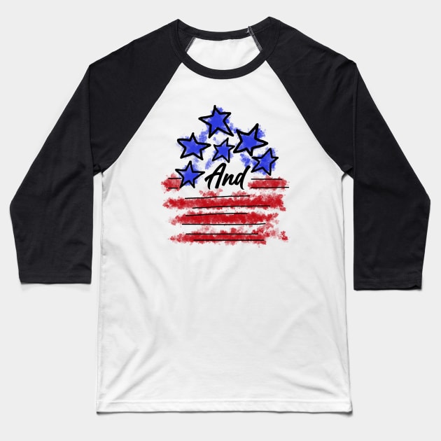 Stars and Stripes - 4th of July - Retro American Flag Baseball T-Shirt by LMW Art